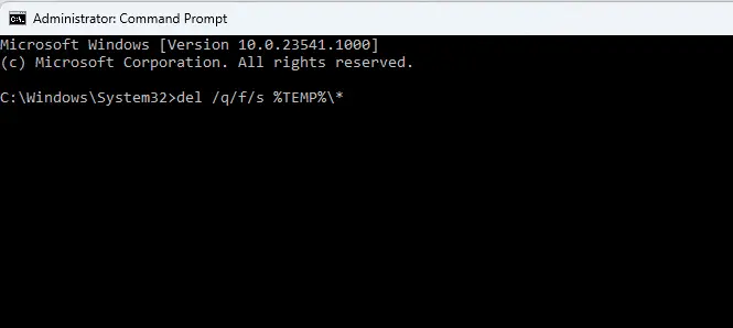 Delete temp files cmd let