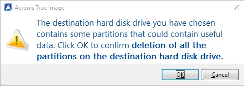Deletion all the partition Acronis