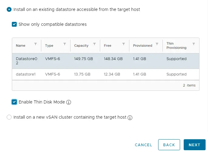 Deploy VMware vCenter Server datastore