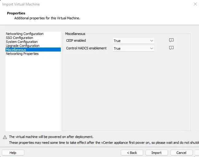 Deploy vCenter 7.0 in Workstation Miscellaneous