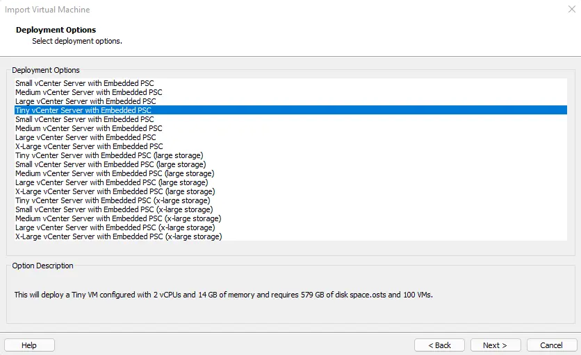 Deploy vCenter deployment options