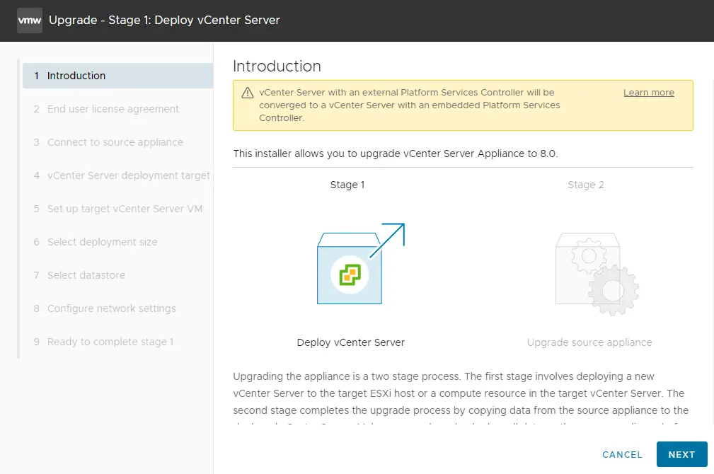 Deploy vCenter server introduction