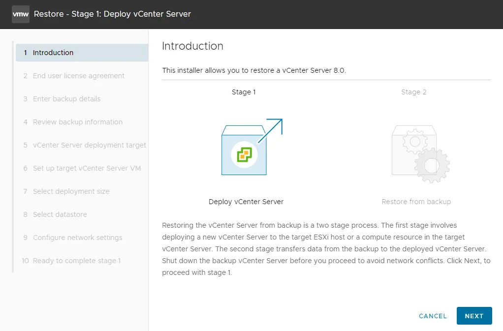 Deploy vCenter server introduction