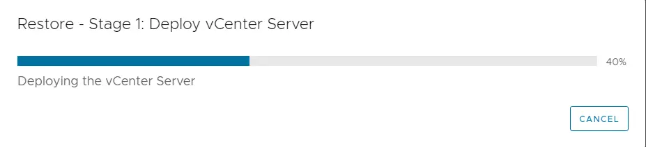 Deploying vCenter server progress
