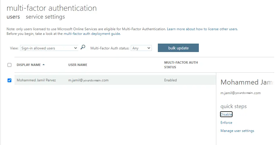 Disable multi-factor authentication in Microsoft 365