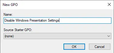 Disable windows presentation settings gpo