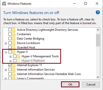 Disabling the Hyper-V