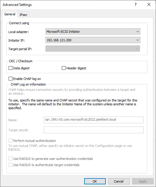 Discover target portal iSCSI advanced