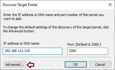 Discovery target portal iSCSI