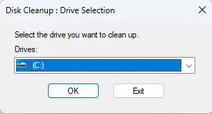 Disk cleanup drive selection