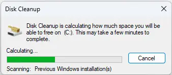Disk cleanup is calculating