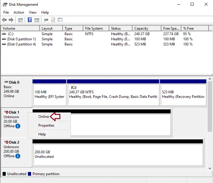 Disk management disk unknown