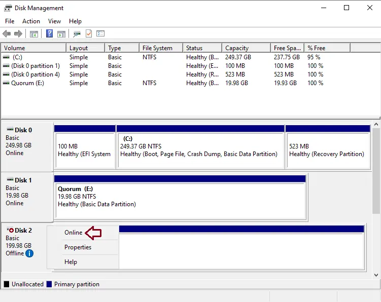 Disk management online