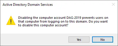 Do you want to disable this computer account