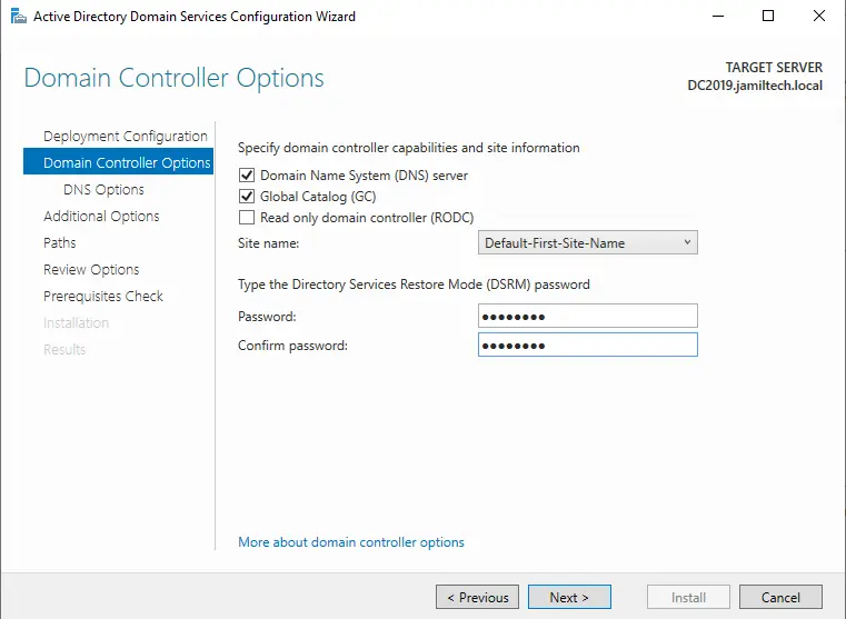 Domain controller options