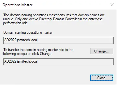 Domain naming operations master