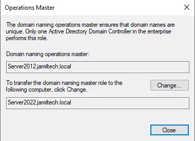 Domain naming operations master