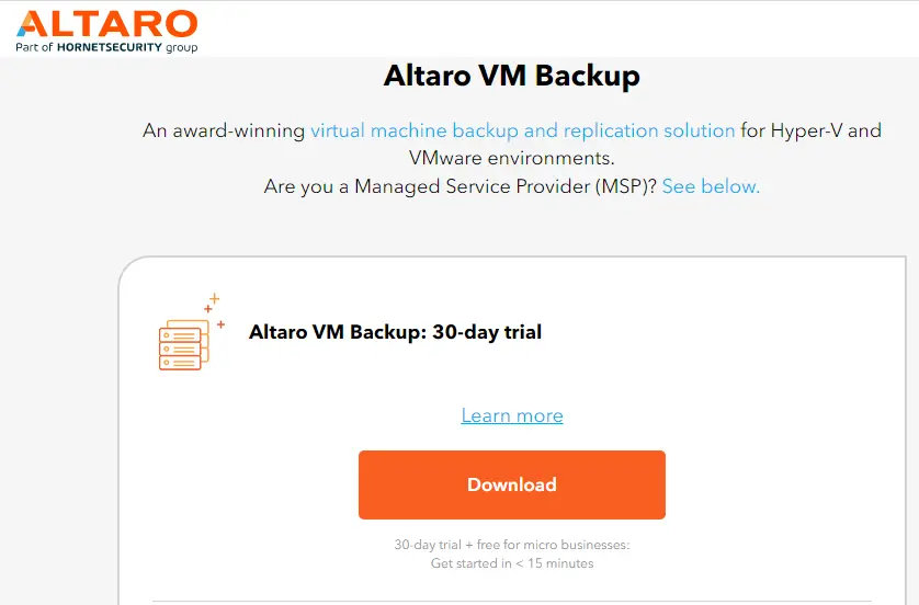 Download Altaro VM backup