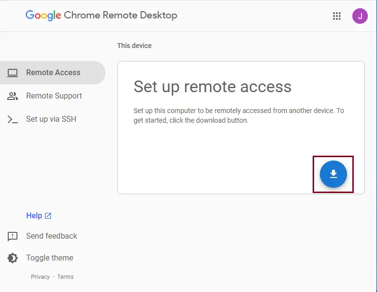 Download Chrome remote desktop app