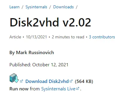 Download Disk2vhd