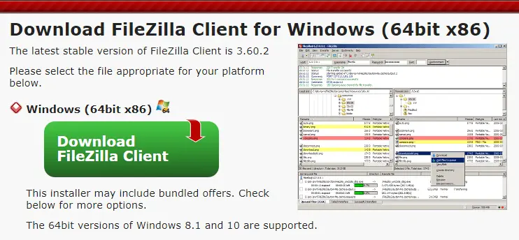 Download FileZilla client