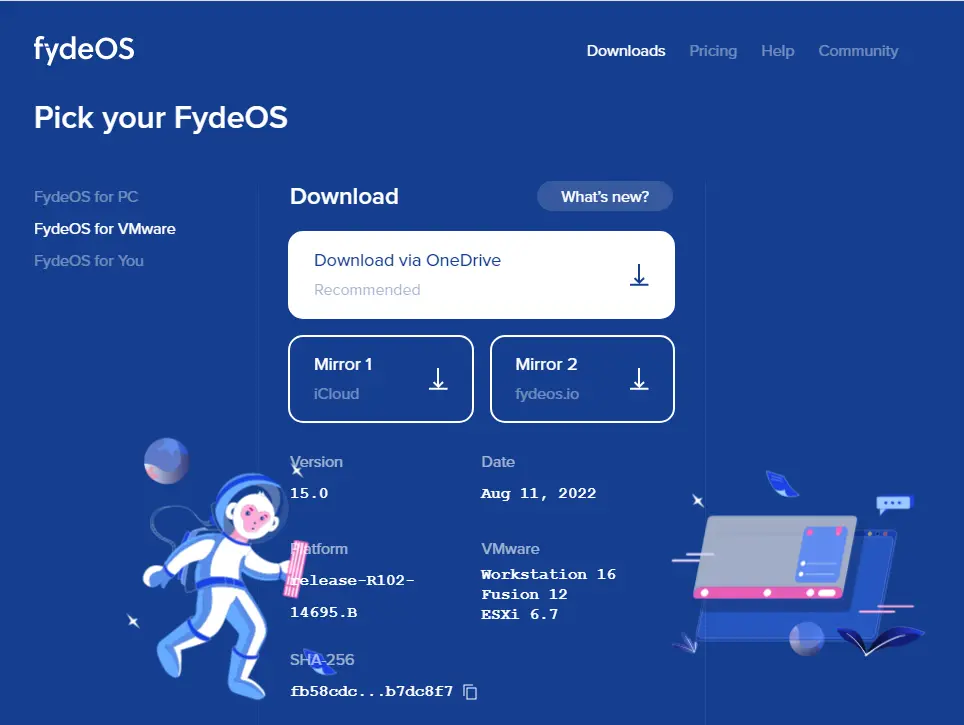 Download FydeOS for VMware