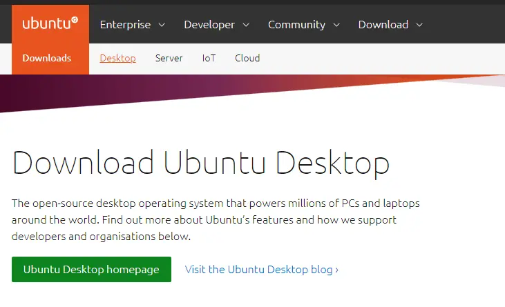 Download Ubuntu desktop