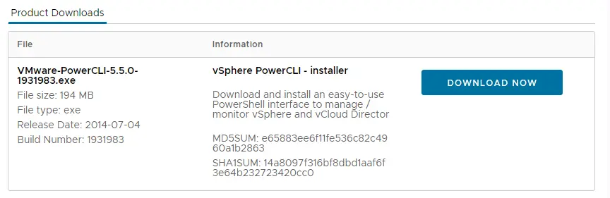 Download VMware PowerCLI