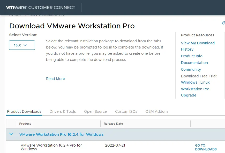 Download VMware Workstation 16 Pro