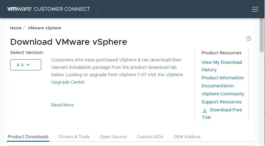 Download VMware vSphere ESXi 8.0