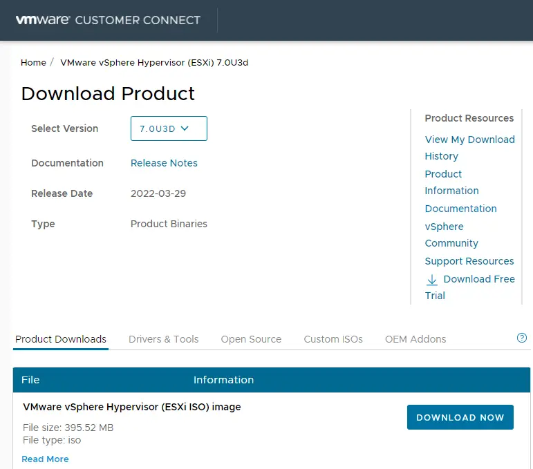 Download VMware vSphere ESXi ISO