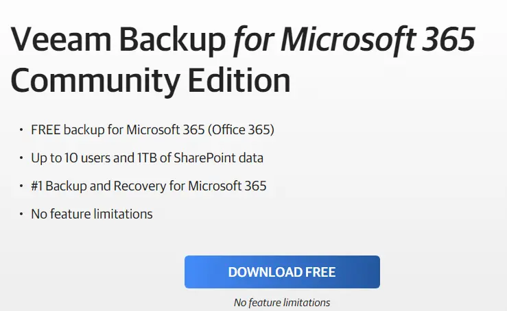 Download Veeam backup for Microsoft 365