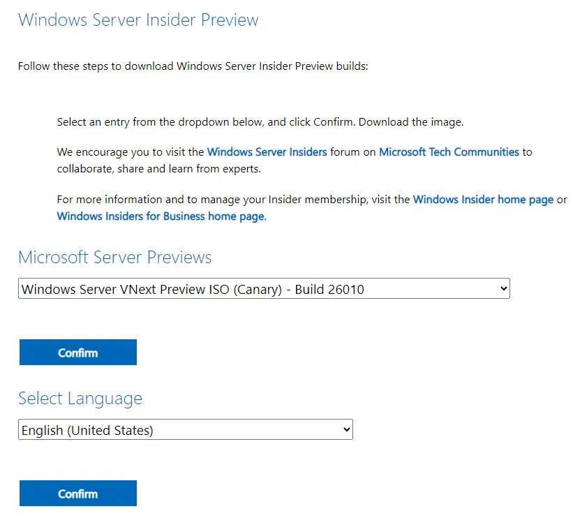 Download Windows server VNext Preview