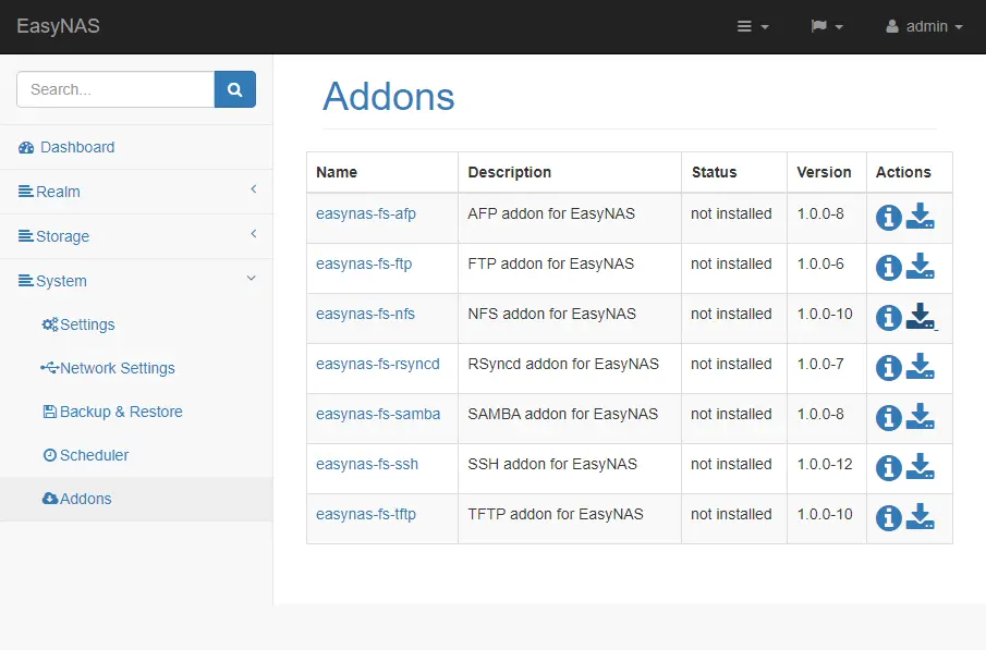 Download addons easynas