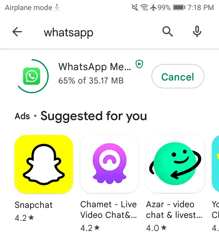Downloading WhatsApp app