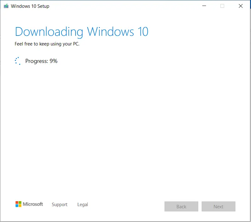 Downloading Windows 10