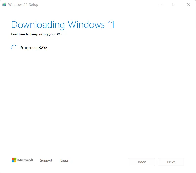 Downloading Windows 11 media creation