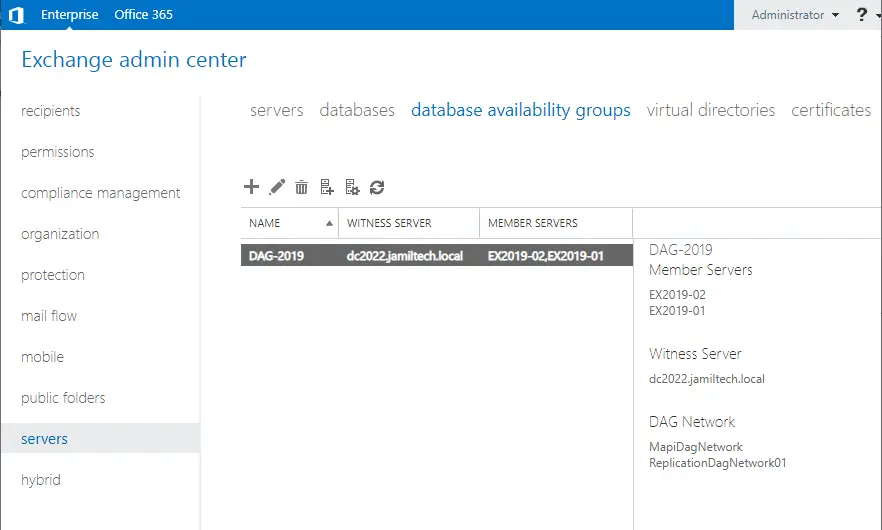 EAC database availability group tab