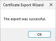 EFS certificate export was successful