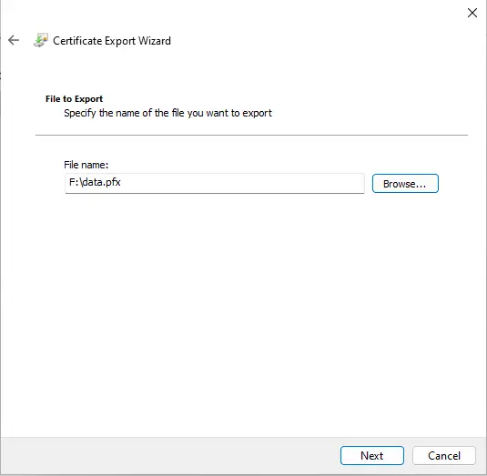 EFS certificate file want to export