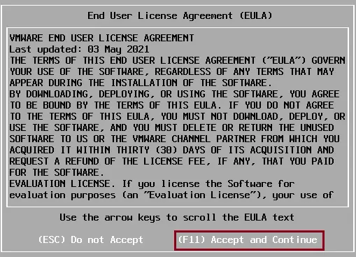 ESXi End user license agreement