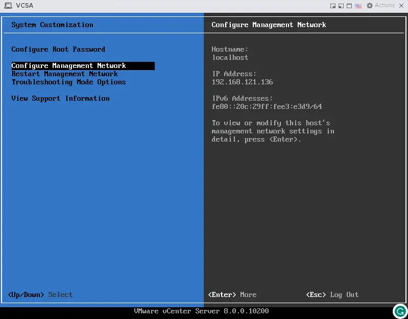 ESXi configure management network