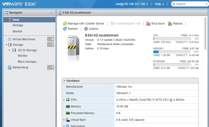 ESXi host maintenance mode