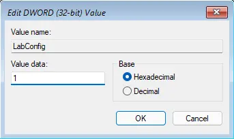 Edit DWORD (32-bit) value