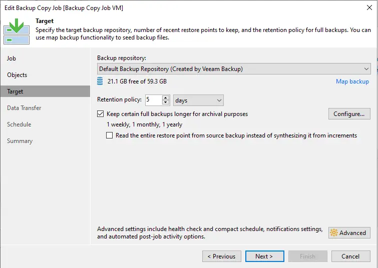 Edit backup copy job Veeam