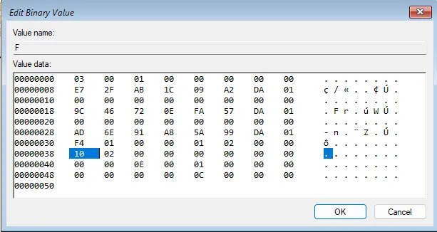 Edit binary value 