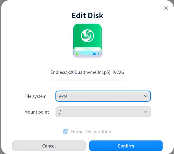 Edit disk Deepin Linux