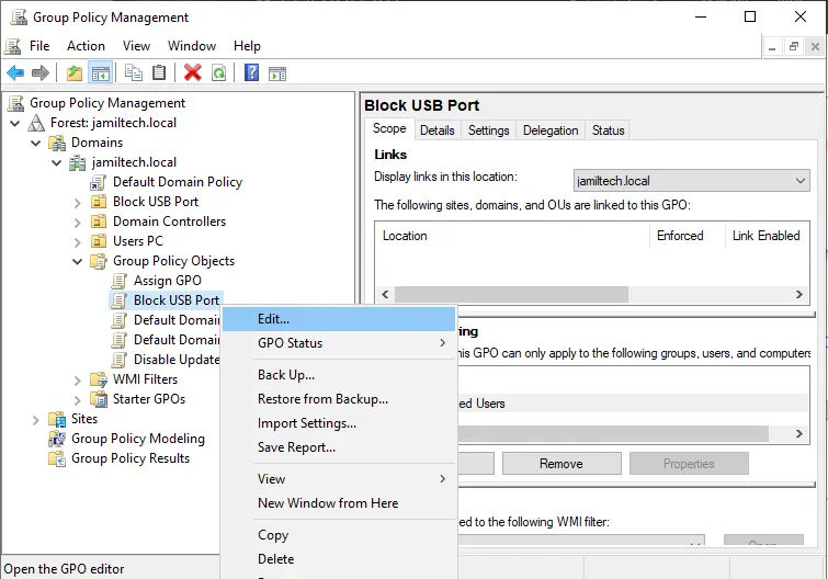 Edit group policy