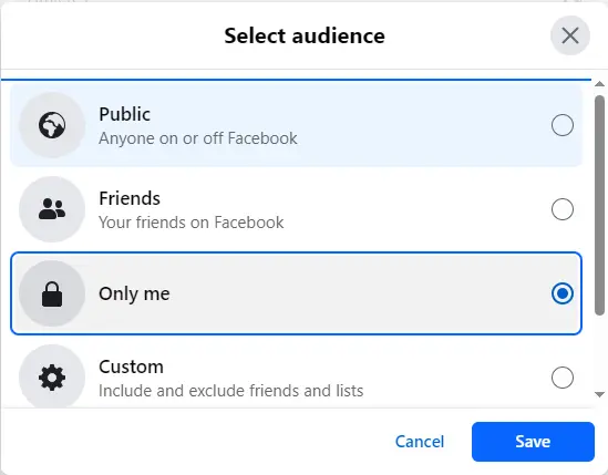 Edit privacy of like select audience