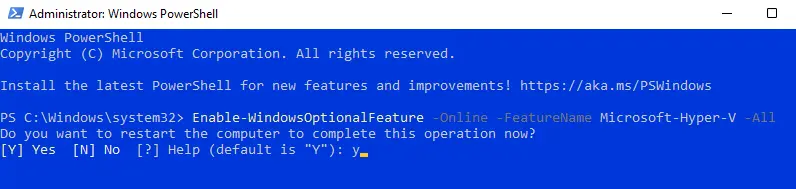 Enable Hyper-V PowerShell